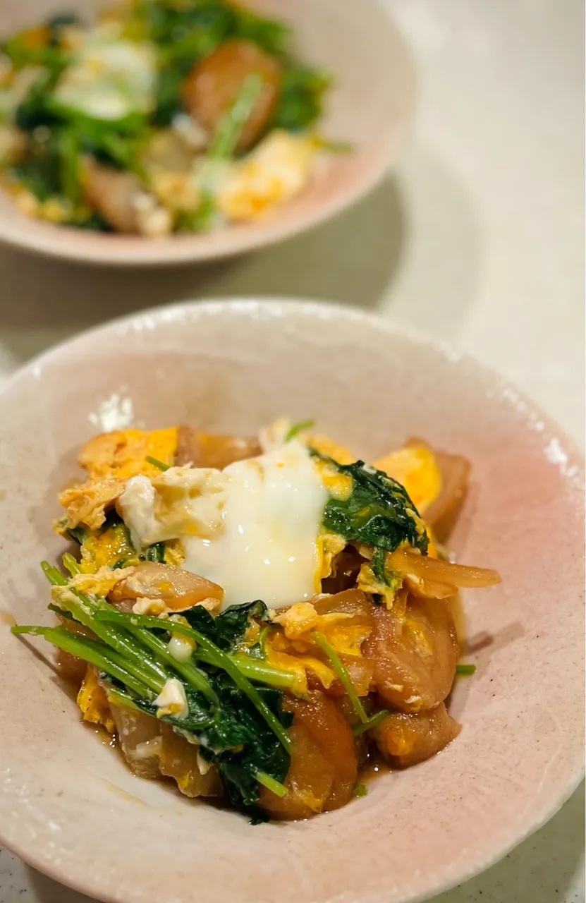 三つ葉と麩のふんわり卵とじ