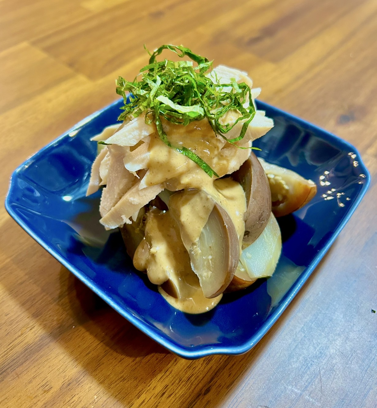 多古産やまと芋ゴマダレのなすバンバンジー