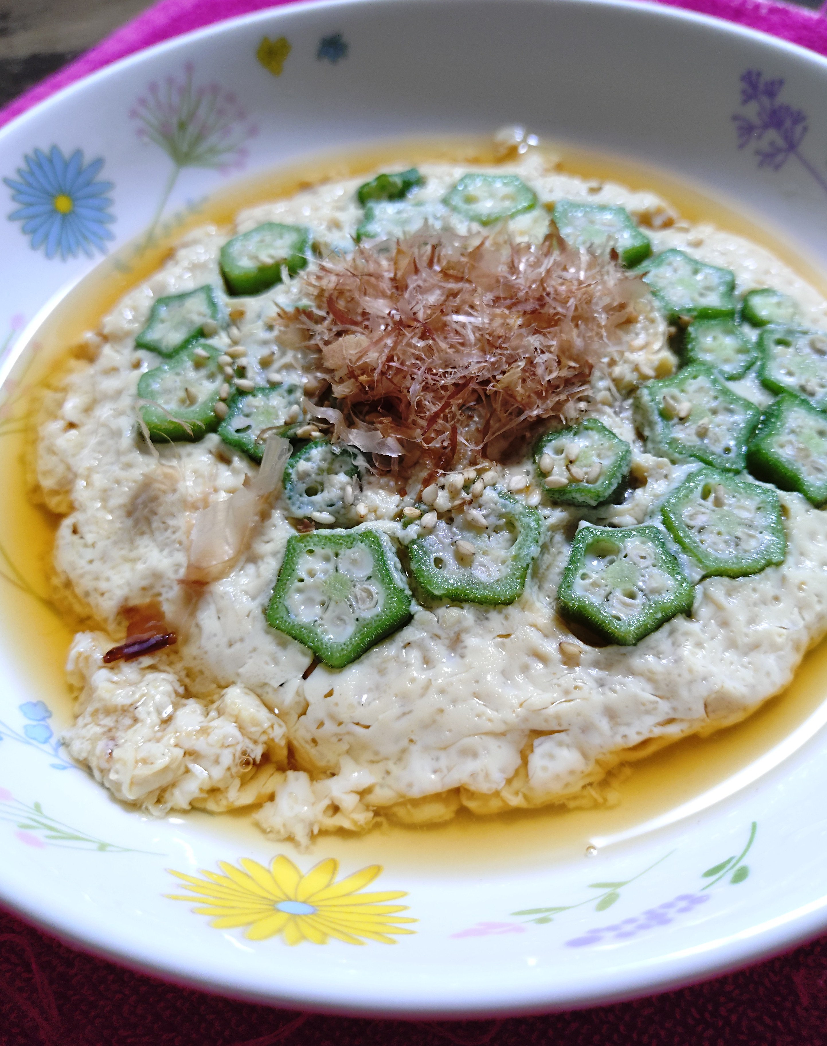 しみじゅわオクラと梅入り茶碗蒸し風